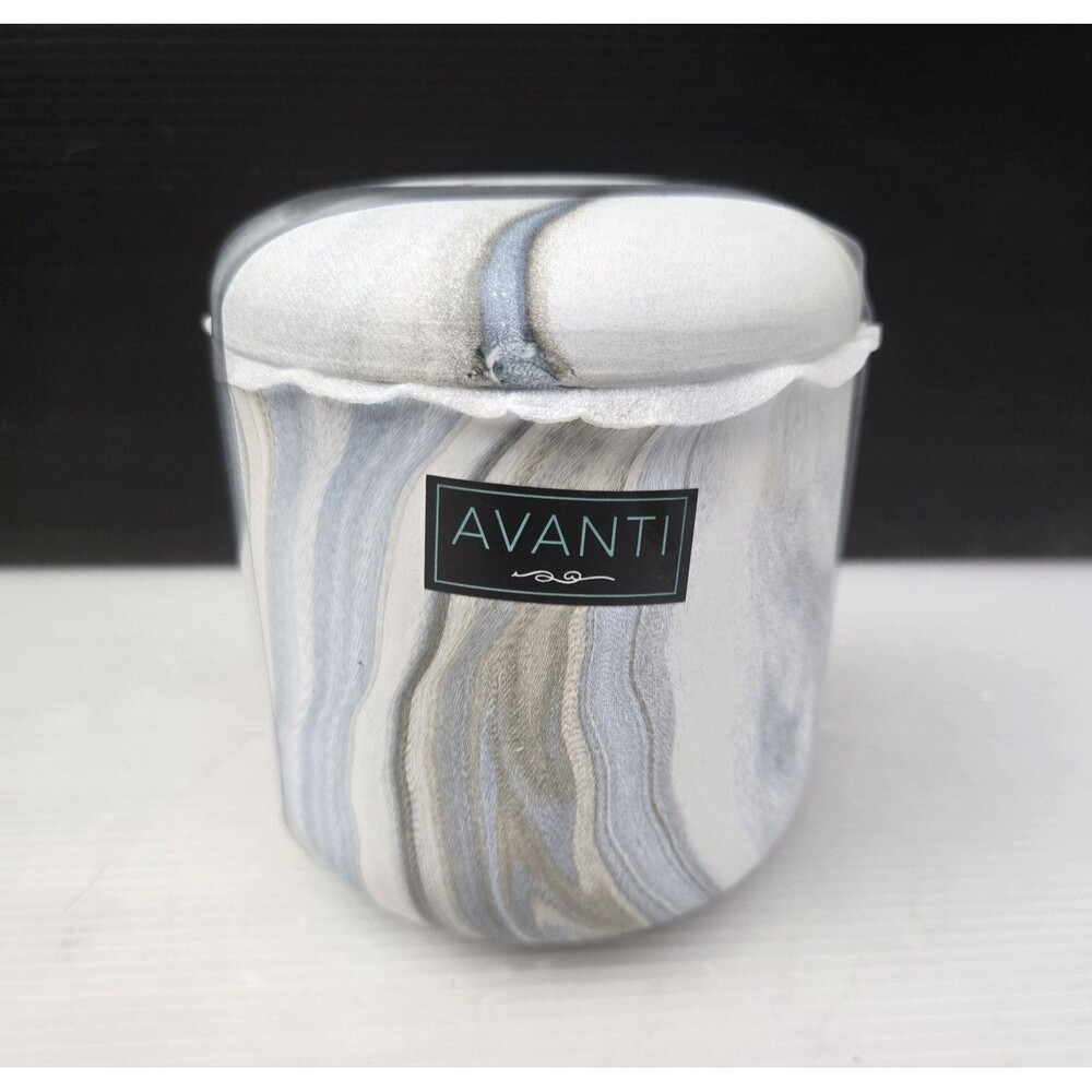 Avanti Blue Waves Jar Covered Canister Faux Marble Swirl Bathroom Vanity NEW